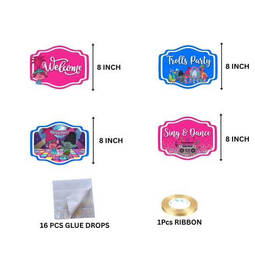 Load image into Gallery viewer, Trolls Door/Wall Hanging Dangler- (42 Inches/250 GSM Cardstock/Pink &amp; Blue/6Pcs)
