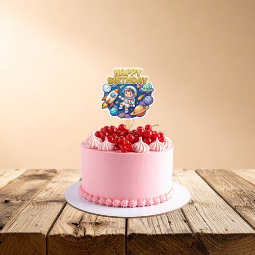 Load image into Gallery viewer, Astronaut Birthday Cake Topper for Kids | Premium 300 GSM Cardstock | Cute Cartoon Party Decoration | Cake Decoration Topper for Birthday Party Supplies
