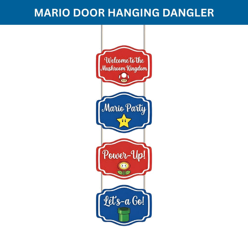 Load image into Gallery viewer, Mario Door/Wall Hanging Dangler- (42 Inches/250 GSM Cardstock/Red &amp; Blue/6Pcs)
