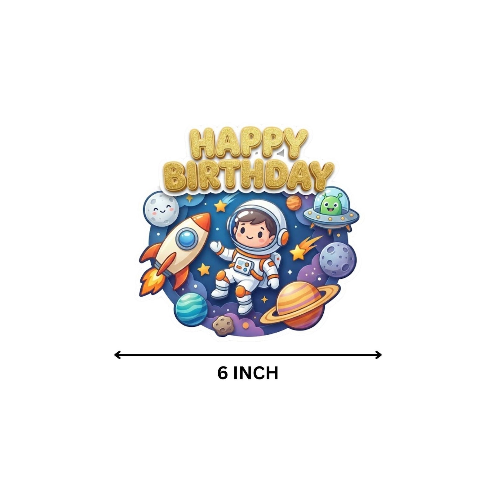 Astronaut Birthday Cake Topper for Kids | Premium 300 GSM Cardstock | Cute Cartoon Party Decoration | Cake Decoration Topper for Birthday Party Supplies