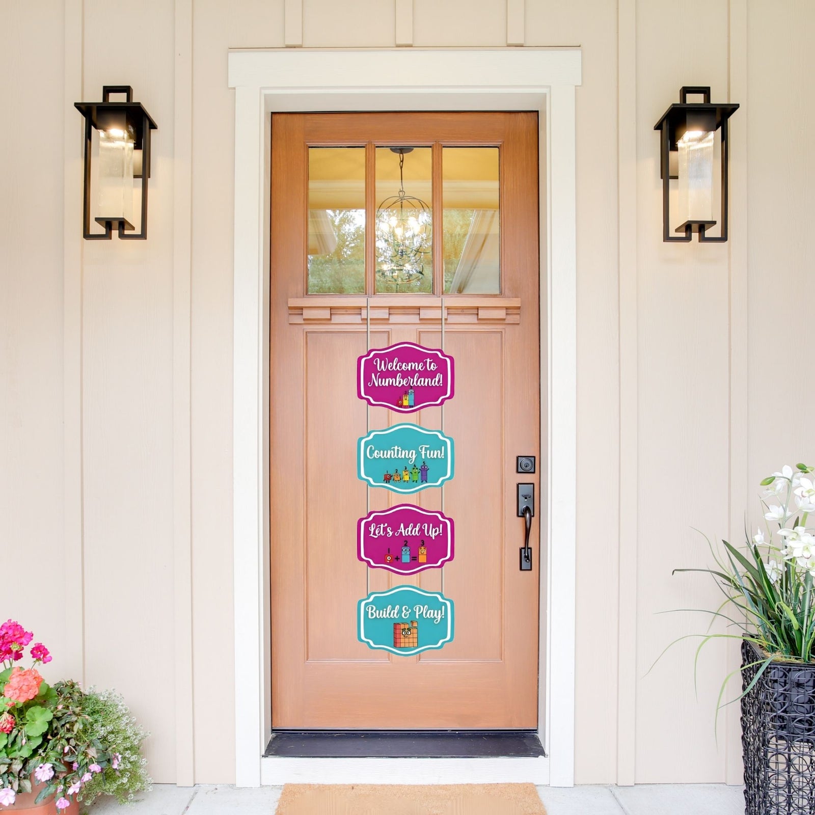 Couning Fun Door/Wall Hanging Dangler- (42 Inches/250 GSM Cardstock/Pink & Blue/6Pcs)