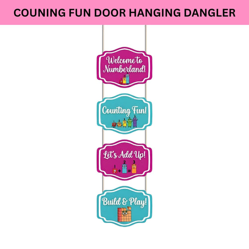 Load image into Gallery viewer, Couning Fun Door/Wall Hanging Dangler- (42 Inches/250 GSM Cardstock/Pink &amp; Blue/6Pcs)
