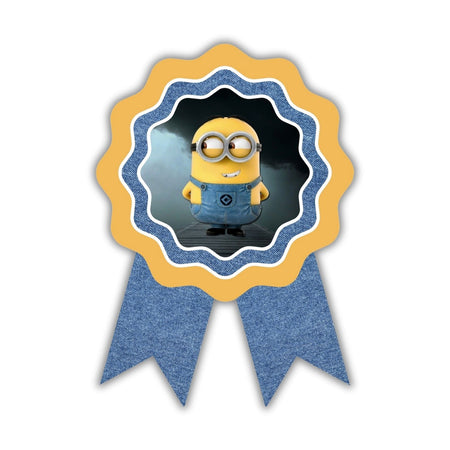 Minion Theme Birthday Badges for Kids – 4x3 Inch 250gsm Cardstock with Pin | PartyDecor Mall (Minion)