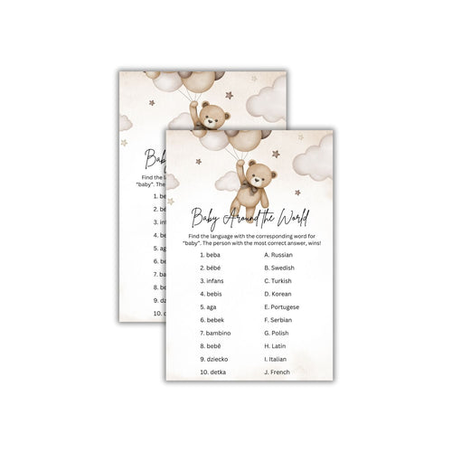 Load image into Gallery viewer, Baby Shower Games Card Pack - 18 High-Quality 300gsm Cards for Fun &amp; Exciting Celebration(Baby Around The World)
