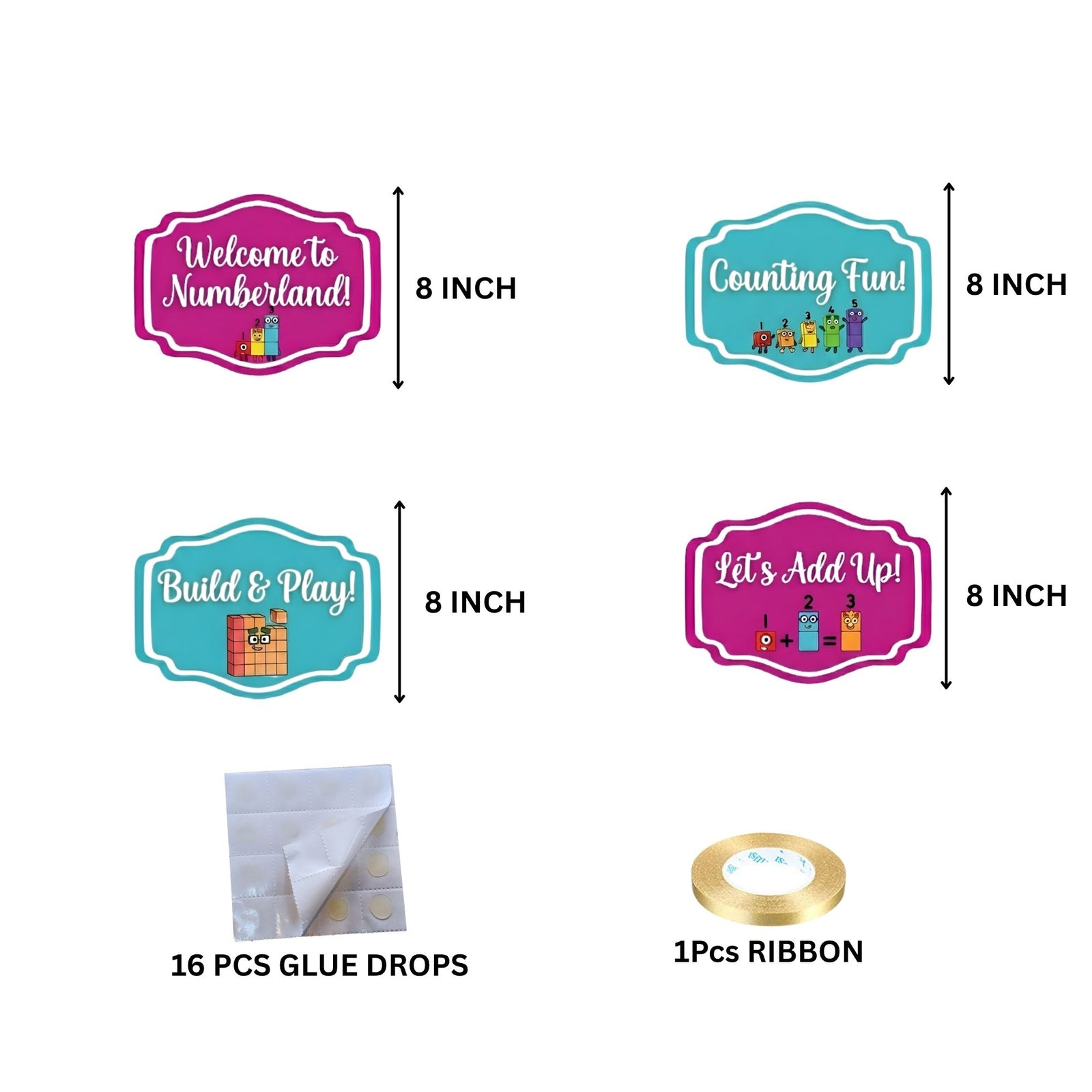 Couning Fun Door/Wall Hanging Dangler- (42 Inches/250 GSM Cardstock/Pink & Blue/6Pcs)