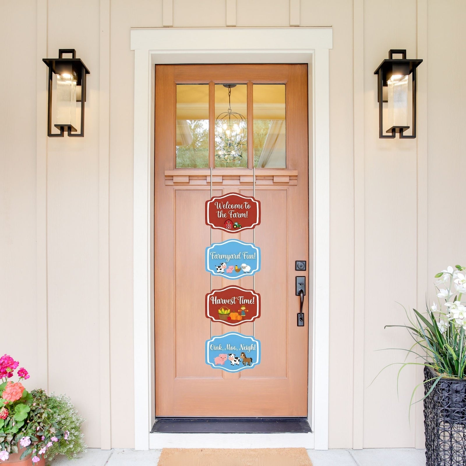 Farm Door/Wall Hanging Dangler- (42 Inches/250 GSM Cardstock/Blue & Brown/6Pcs)