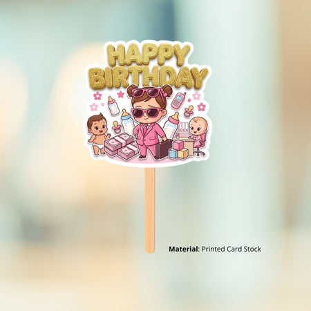 Boss Baby Girl Birthday Cake Topper for Kids | Premium 300 GSM Cardstock | Cute Cartoon Party Decoration | Cake Decoration Topper for Birthday Party Supplies
