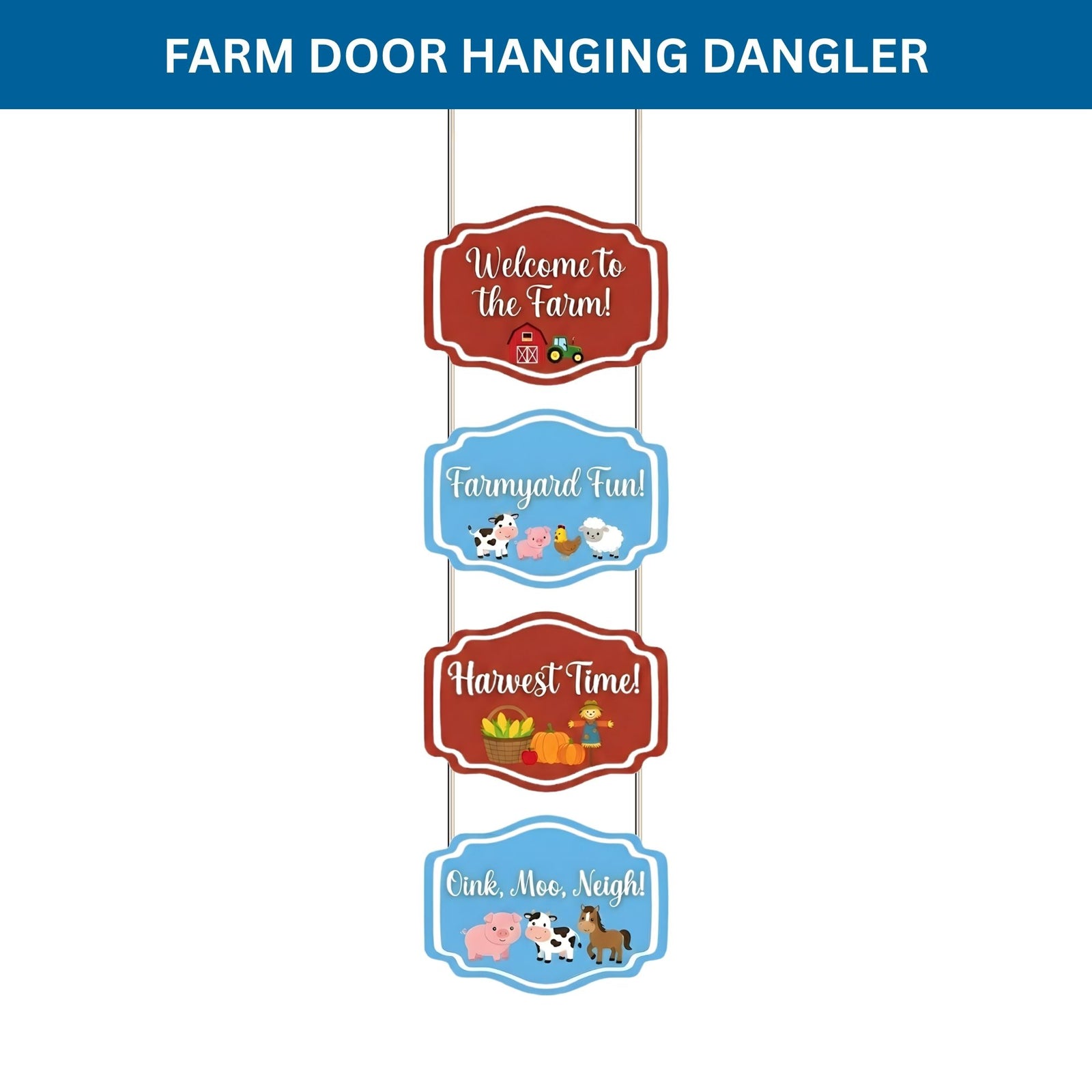 Farm Door/Wall Hanging Dangler- (42 Inches/250 GSM Cardstock/Blue & Brown/6Pcs)