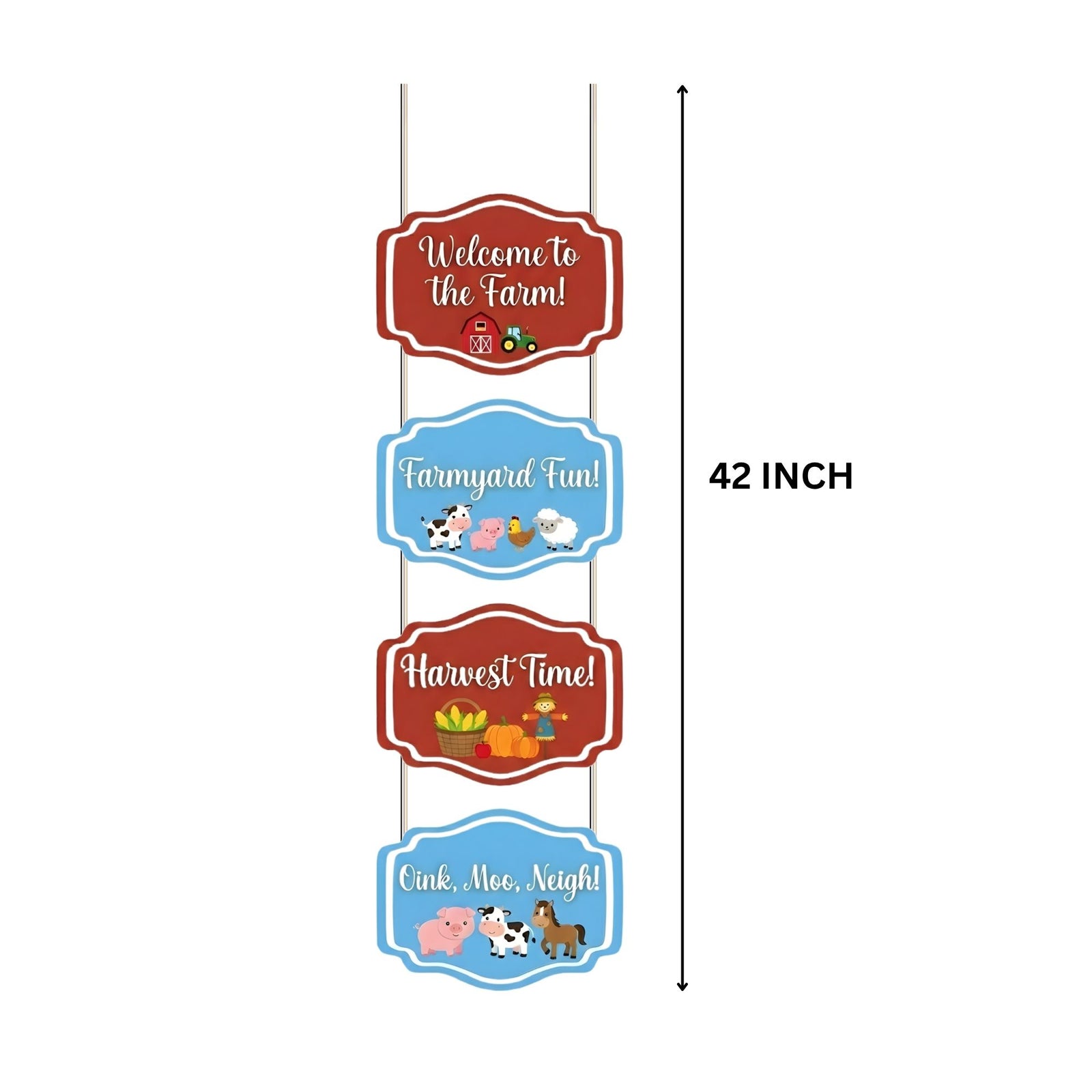 Farm Door/Wall Hanging Dangler- (42 Inches/250 GSM Cardstock/Blue & Brown/6Pcs)