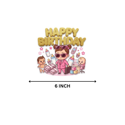 Load image into Gallery viewer, Boss Baby Girl Birthday Cake Topper for Kids | Premium 300 GSM Cardstock | Cute Cartoon Party Decoration | Cake Decoration Topper for Birthday Party Supplies
