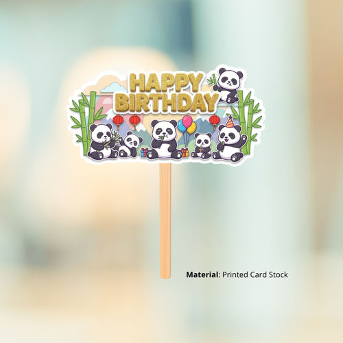 Load image into Gallery viewer, Panda Birthday Cake Topper for Kids | Premium 300 GSM Cardstock | Cute Cartoon Party Decoration | Cake Decoration Topper for Birthday Party Supplies
