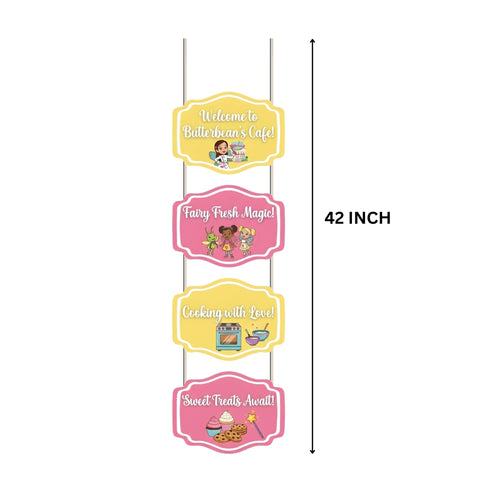 Load image into Gallery viewer, Fairy Fresh Magic Door/Wall Hanging Dangler- (42 Inches/250 GSM Cardstock/Pink &amp; Yellow/6Pcs)
