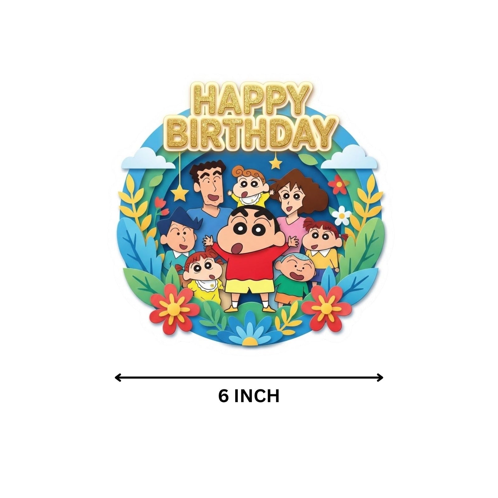 Shinchan Birthday Cake Topper for Kids | Premium 300 GSM Cardstock | Cute Cartoon Party Decoration | Cake Decoration Topper for Birthday Party Supplies