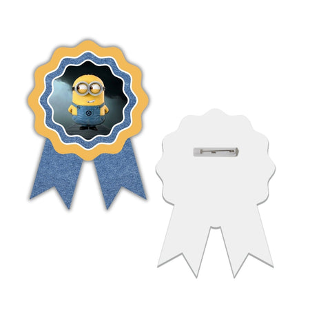 Minion Theme Birthday Badges for Kids – 4x3 Inch 250gsm Cardstock with Pin | PartyDecor Mall (Minion)