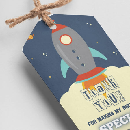 Space - Astronaut - Rocket Theme Thank You Cards & Return Gift Tags - 30Pcs, 2x3.5, 250 GSM Cardstock, Green & Black (Space - Astronaut - Rocket)