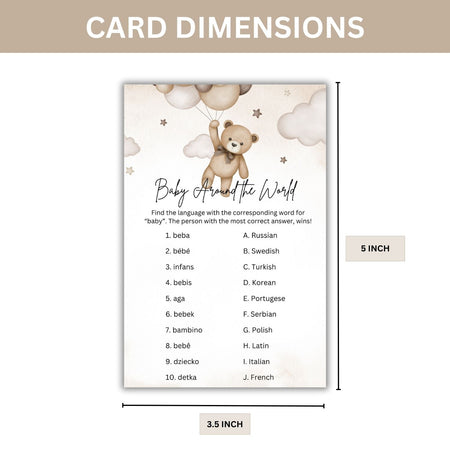 Baby Around The World Baby Shower Games Card Pack - 18 High-Quality 300gsm Cards for Fun & Exciting Celebration