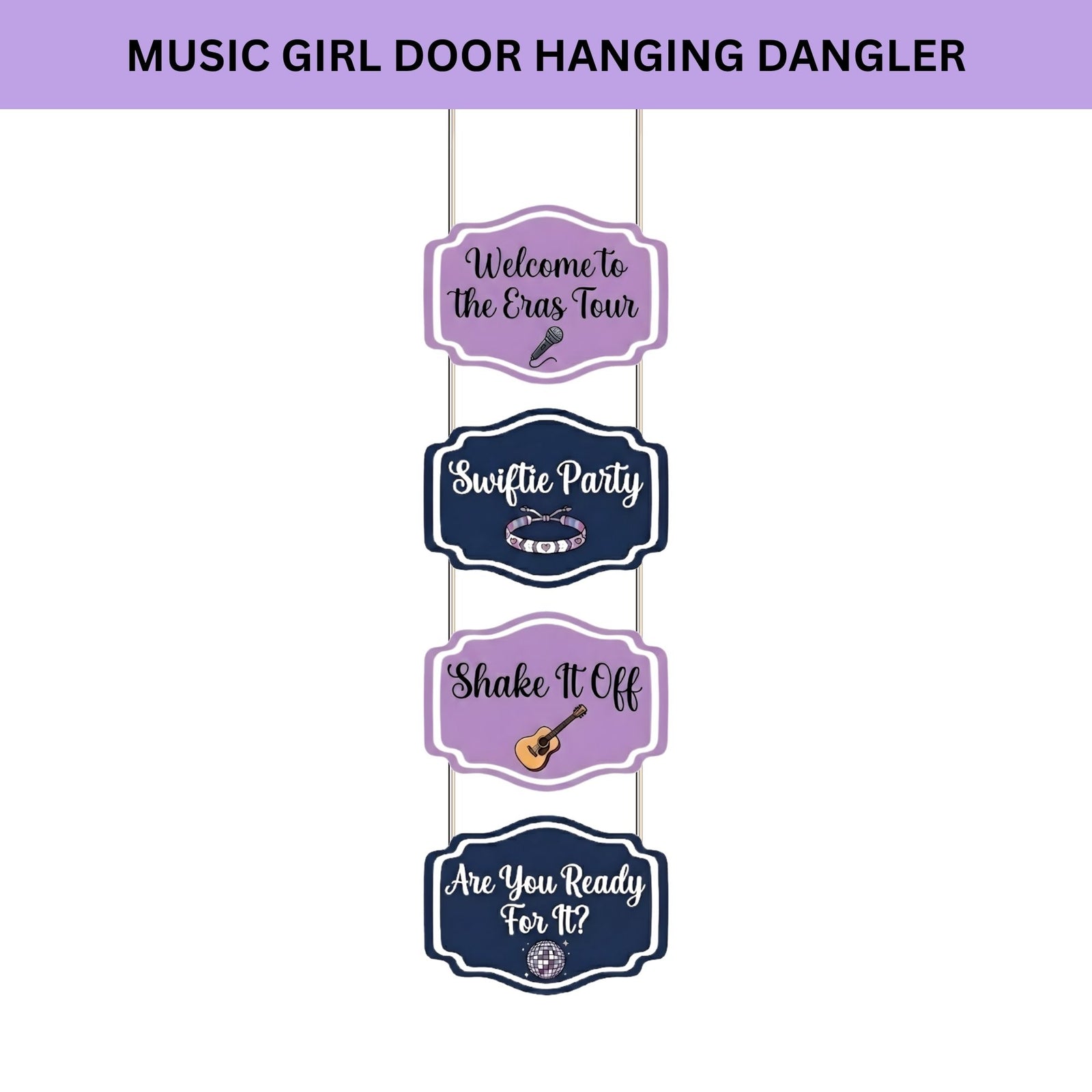 Music Girl Door/Wall Hanging Dangler- (42 Inches/250 GSM Cardstock/Blue & Purple/6Pcs)