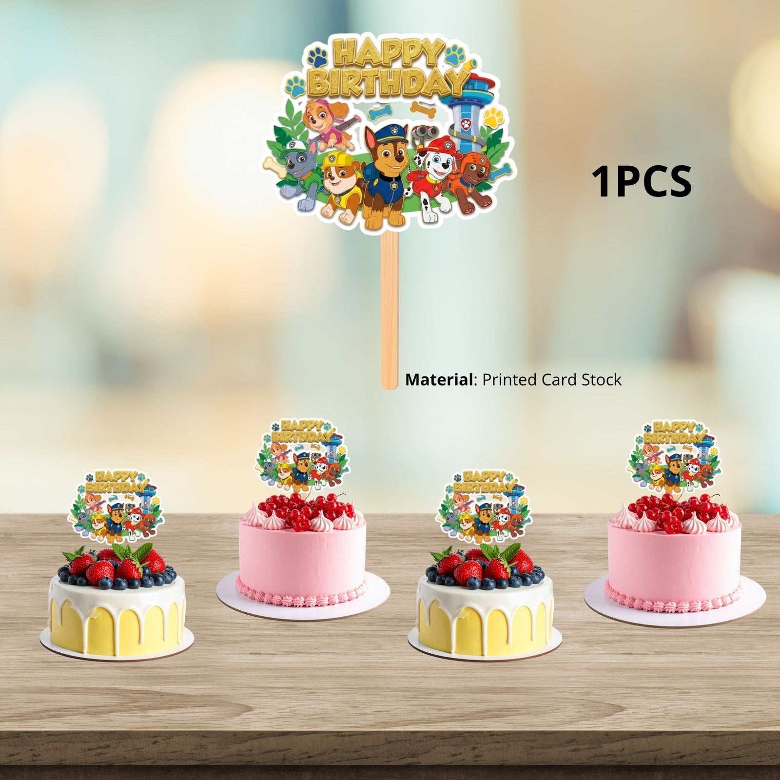 Paw Patrol Birthday Cake Topper for Kids | Premium 300 GSM Cardstock | Cute Cartoon Party Decoration | Cake Decoration Topper for Birthday Party Supplies