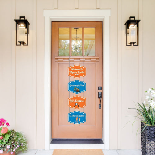 Load image into Gallery viewer, Blippi Door/Wall Hanging Dangler- (42 Inches/250 GSM Cardstock/Blue &amp; Orange/6Pcs)
