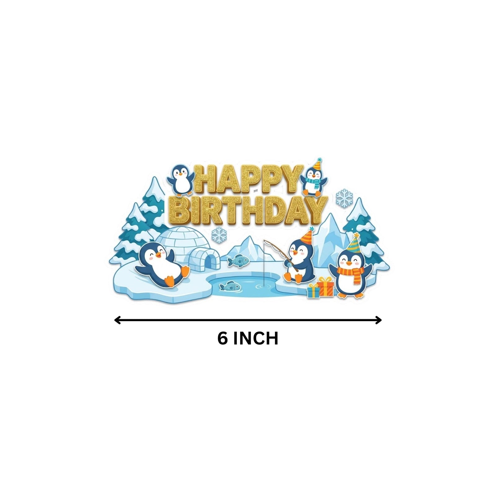 Penguin Birthday Cake Topper for Kids | Premium 300 GSM Cardstock | Cute Cartoon Party Decoration | Cake Decoration Topper for Birthday Party Supplies
