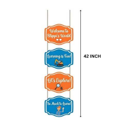 Load image into Gallery viewer, Blippi Door/Wall Hanging Dangler- (42 Inches/250 GSM Cardstock/Blue &amp; Orange/6Pcs)
