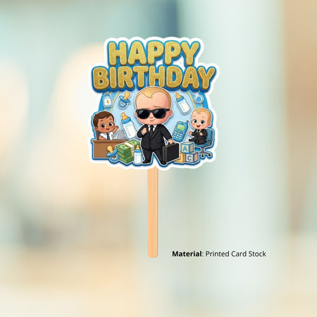 Boss Baby Boy Birthday Cake Topper for Kids | Premium 300 GSM Cardstock | Cute Cartoon Party Decoration | Cake Decoration Topper for Birthday Party Supplies