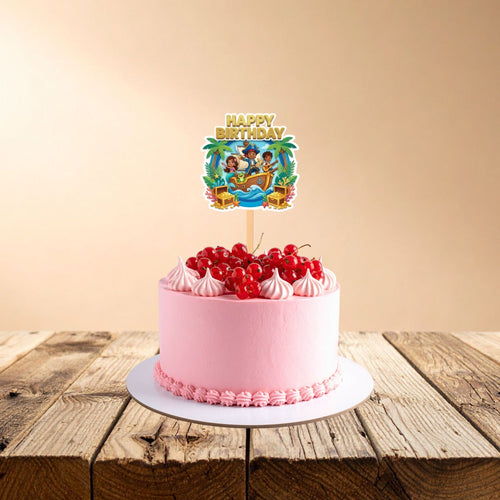 Load image into Gallery viewer, Pirate Adventure Birthday Cake Topper for Kids | Premium 300 GSM Cardstock | Cute Cartoon Party Decoration | Cake Decoration Topper for Birthday Party Supplies
