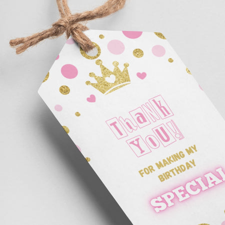 Princess Theme Thank You Cards & Return Gift Tags - 30Pcs, 2x3.5, 250 GSM Cardstock, Green & Black (Princess 1)