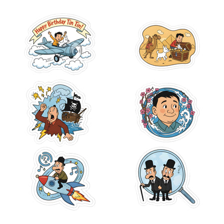 The Adventures Of TintinTheme Birthday Cutouts (6 inches/250 GSM Cardstock/Mixcolour/12Pcs)