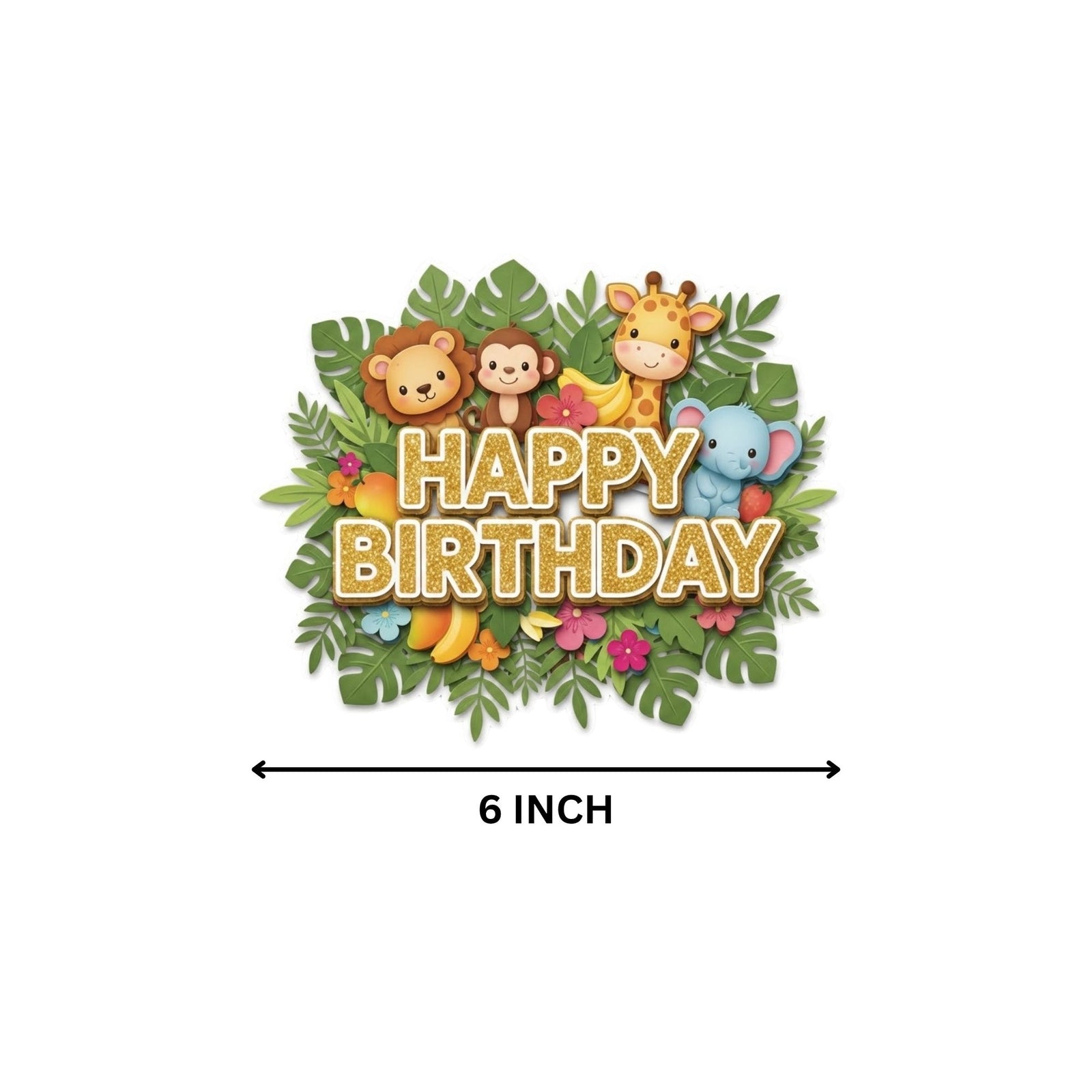 Jungle Birthday Cake Topper for Kids | Premium 300 GSM Cardstock | Cute Cartoon Party Decoration | Cake Decoration Topper for Birthday Party Supplies
