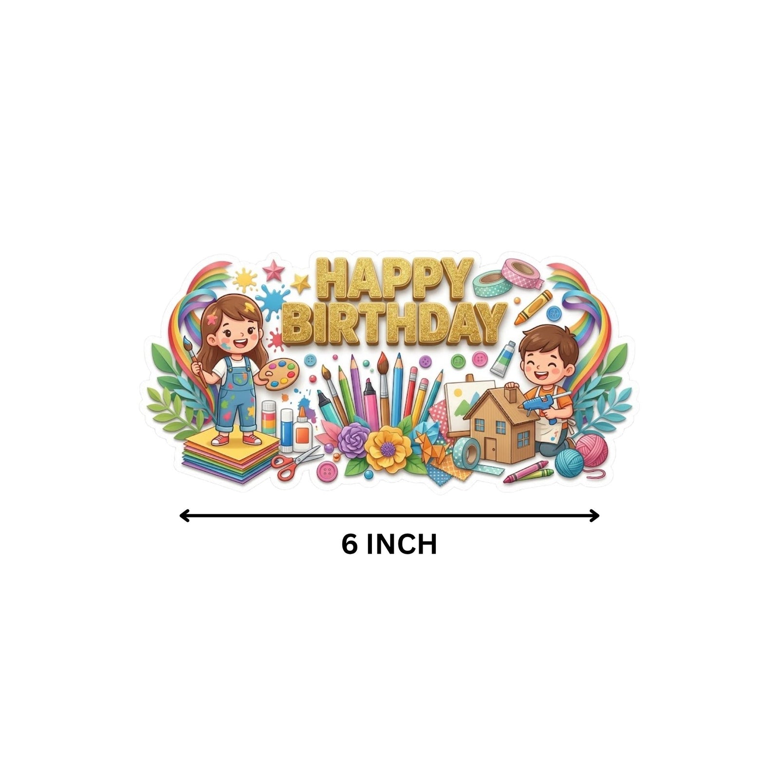 Art And Craft Birthday Cake Topper for Kids | Premium 300 GSM Cardstock | Cute Cartoon Party Decoration | Cake Decoration Topper for Birthday Party Supplies