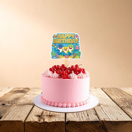 Baby Shark Birthday Cake Topper for Kids | Premium 300 GSM Cardstock | Cute Cartoon Party Decoration | Cake Decoration Topper for Birthday Party Supplies