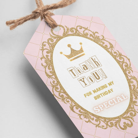 Princess Theme Thank You Cards & Return Gift Tags - 30Pcs, 2x3.5, 250 GSM Cardstock, Green & Black (Princess 2)