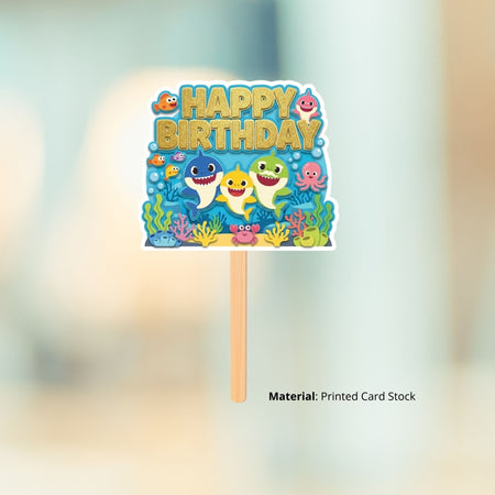 Baby Shark Birthday Cake Topper for Kids | Premium 300 GSM Cardstock | Cute Cartoon Party Decoration | Cake Decoration Topper for Birthday Party Supplies