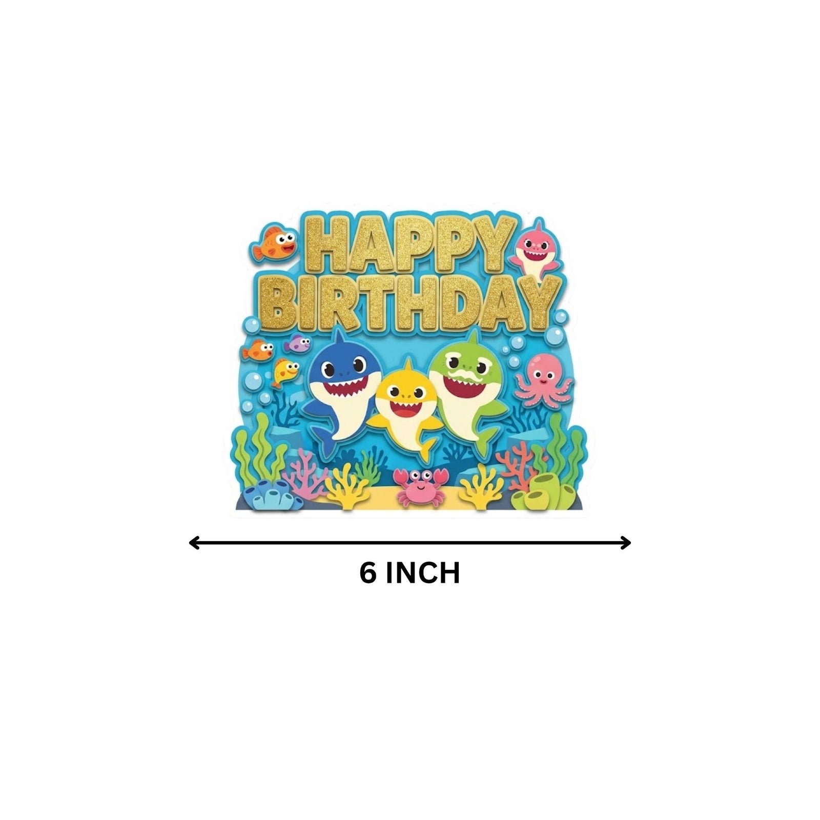 Baby Shark Birthday Cake Topper for Kids | Premium 300 GSM Cardstock | Cute Cartoon Party Decoration | Cake Decoration Topper for Birthday Party Supplies
