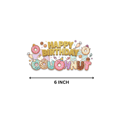 Load image into Gallery viewer, Doughnut Birthday Cake Topper for Kids | Premium 300 GSM Cardstock | Cute Cartoon Party Decoration | Cake Decoration Topper for Birthday Party Supplies
