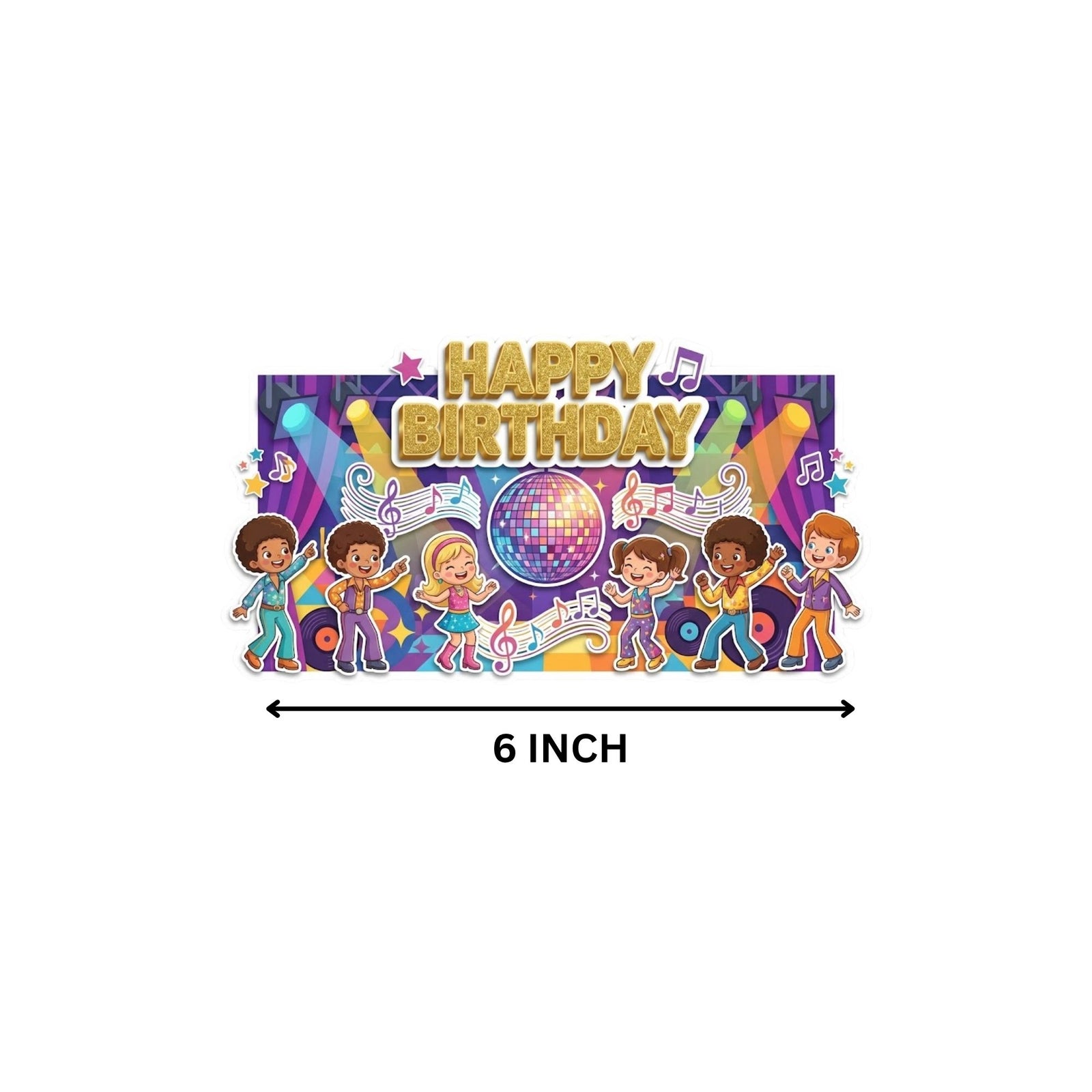 Disco Party Birthday Cake Topper for Kids | Premium 300 GSM Cardstock | Cute Cartoon Party Decoration | Cake Decoration Topper for Birthday Party Supplies