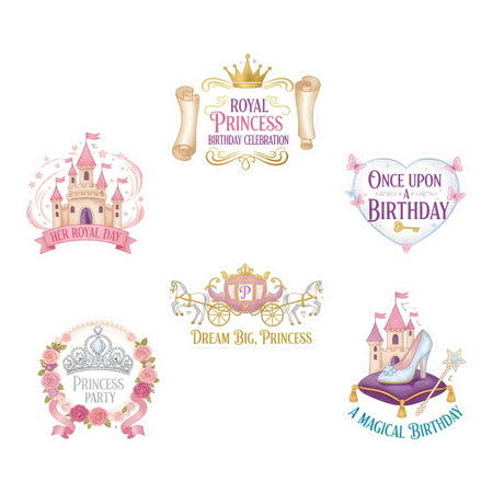 Royal Princess Theme Birthday Cutouts (6 inches/250 GSM Cardstock/Mixcolour/12Pcs)