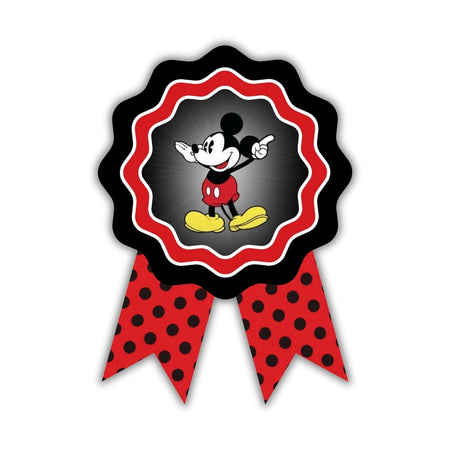 Mickey Mouse Theme Birthday Badges for Kids – 4x3 Inch 250gsm Cardstock with Pin | PartyDecor Mall (Mickey Mouse)