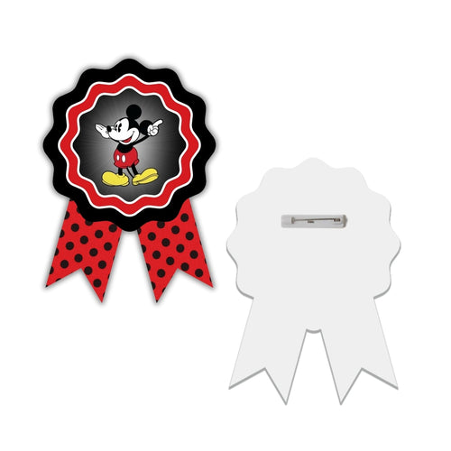 Load image into Gallery viewer, Mickey Mouse Theme Birthday Badges for Kids – 4x3 Inch 250gsm Cardstock with Pin | PartyDecor Mall (Mickey Mouse)
