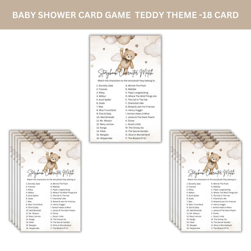 Load image into Gallery viewer, Baby Shower Games Card Pack - 18 High-Quality 300gsm Cards for Fun &amp; Exciting Celebration(Storybook Character Match)
