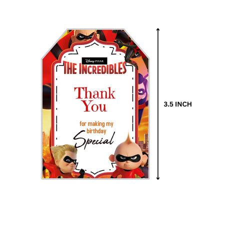 The Incredibles Theme Thank You Cards & Return Gift Tags - 30Pcs, 2x3.5, 250 GSM Cardstock (The Incredibles)