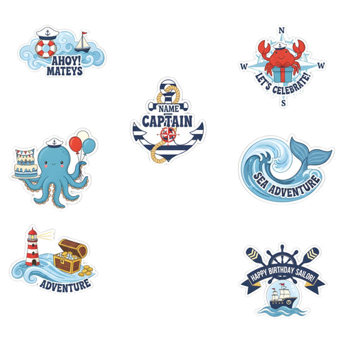 Load image into Gallery viewer, Pirate Captain Theme Birthday Cutouts (6 inches/250 GSM Cardstock/Mixcolour/12Pcs)

