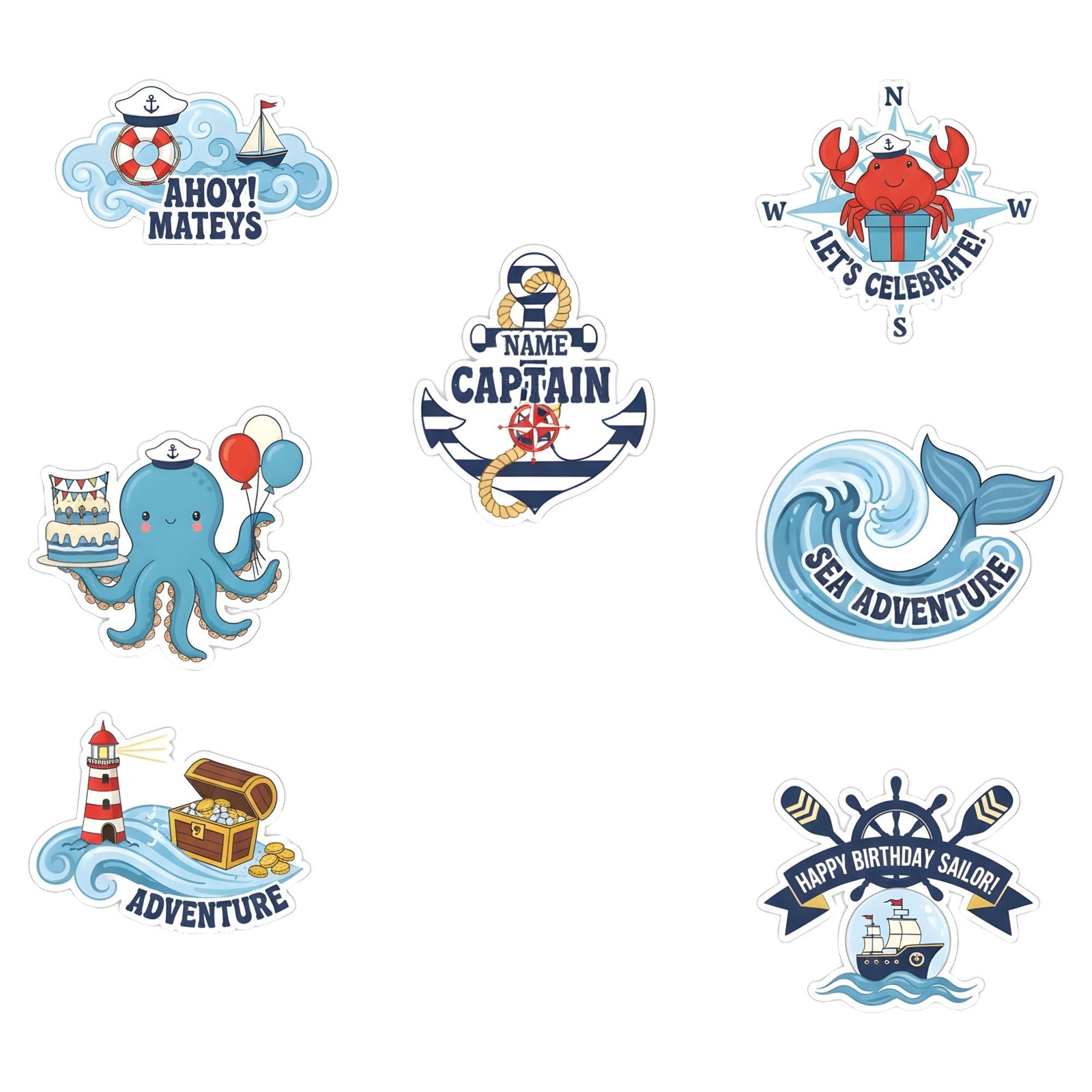 Pirate Captain Theme Birthday Cutouts (6 inches/250 GSM Cardstock/Mixcolour/12Pcs)