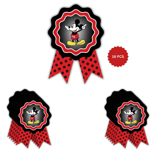 Load image into Gallery viewer, Mickey Mouse Theme Birthday Badges for Kids – 4x3 Inch 250gsm Cardstock with Pin | PartyDecor Mall (Mickey Mouse)
