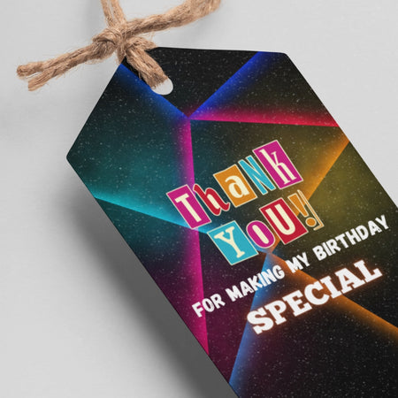 Neon Theme Thank You Cards & Return Gift Tags - 30Pcs, 2x3.5, 250 GSM Cardstock, Green & Black (Neon)