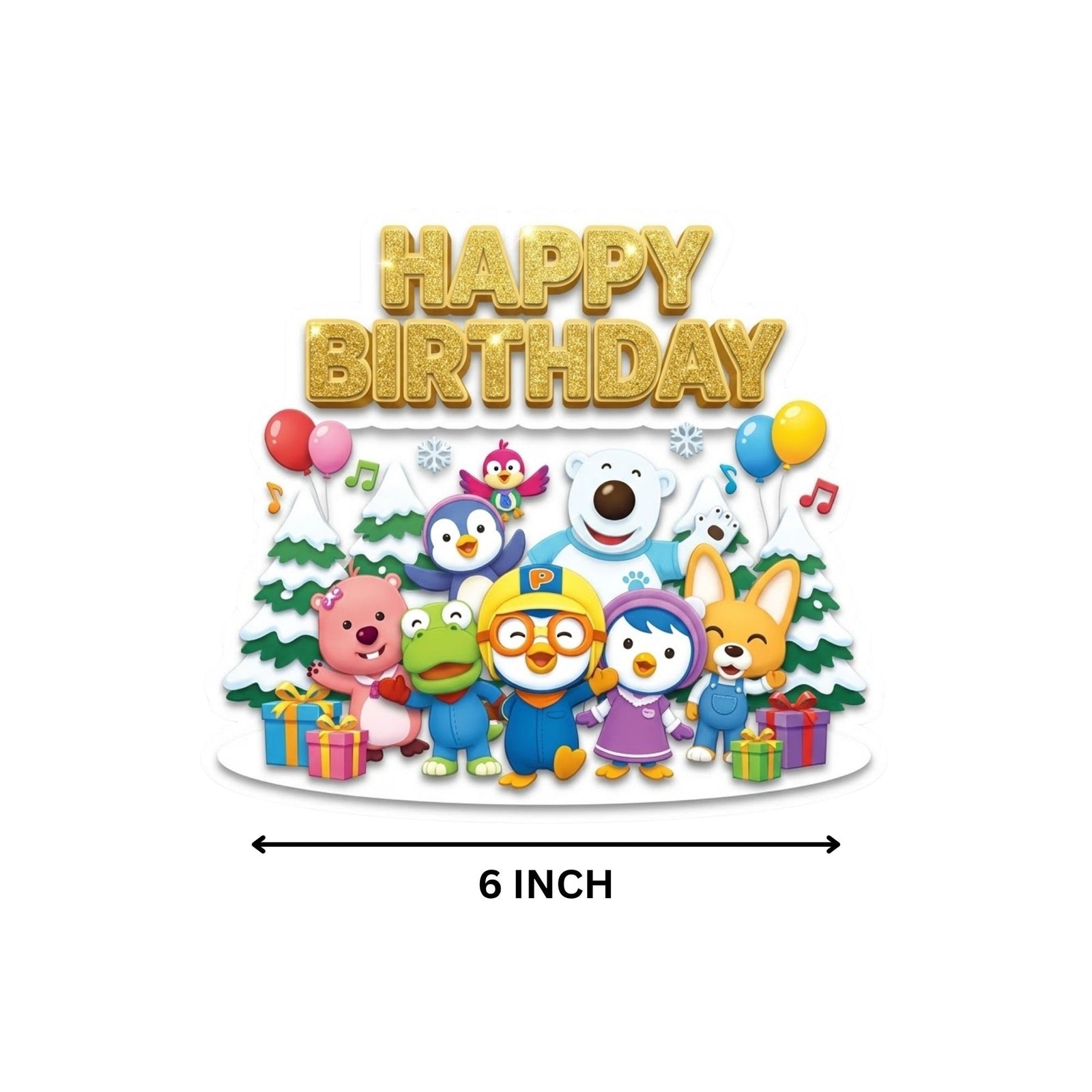 Pororo The Little Penguin Birthday Cake Topper for Kids | Premium 300 GSM Cardstock | Cute Cartoon Party Decoration | Cake Decoration Topper for Birthday Party Supplies