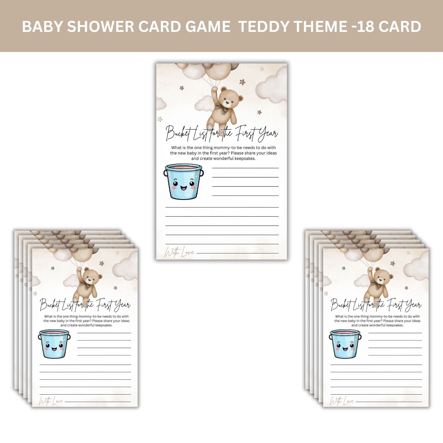 Baby Shower Games Card Pack - 18 High-Quality 300gsm Cards for Fun & Exciting Celebration(Bucket List For The First Year)