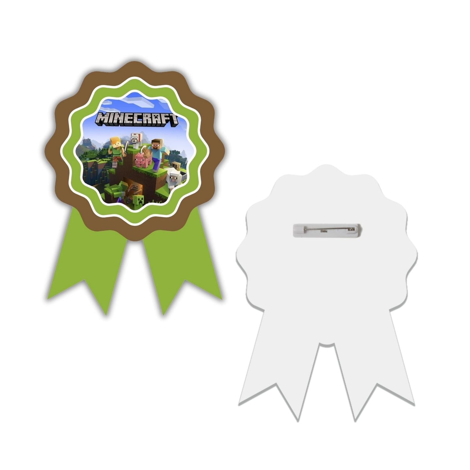 Minecraft Theme Birthday Badges for Kids – 4x3 Inch 250gsm Cardstock with Pin | PartyDecor Mall (Minecraft)