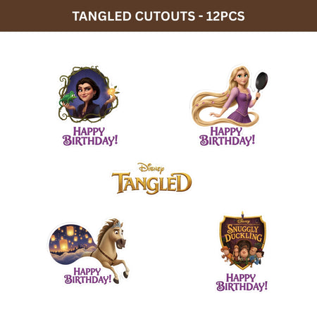 Tangled Theme Birthday Cutouts (6 inches/250 GSM Cardstock/Mixcolour/12Pcs)